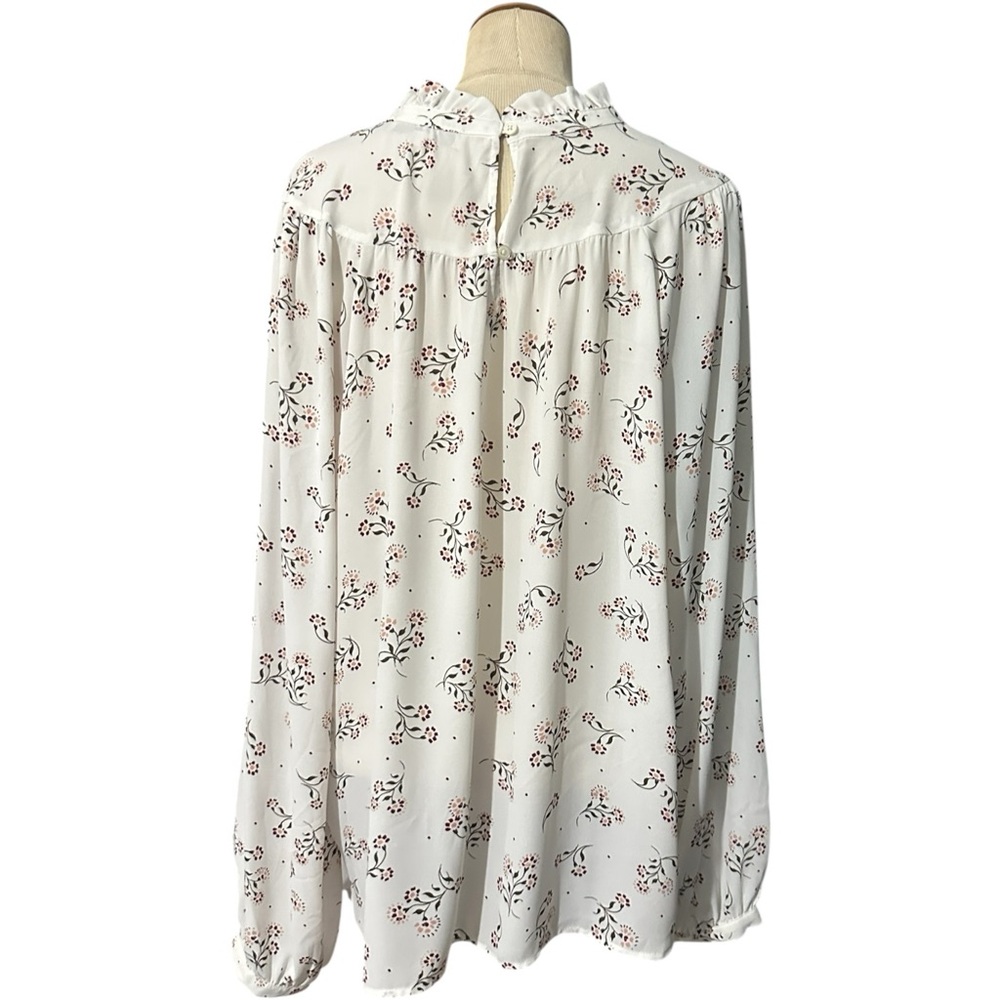 Loft Longsleeve Blouse Floral White Size XL - Picture 3 of 3